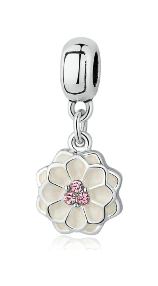 Dangle White Lotus Flower Charm