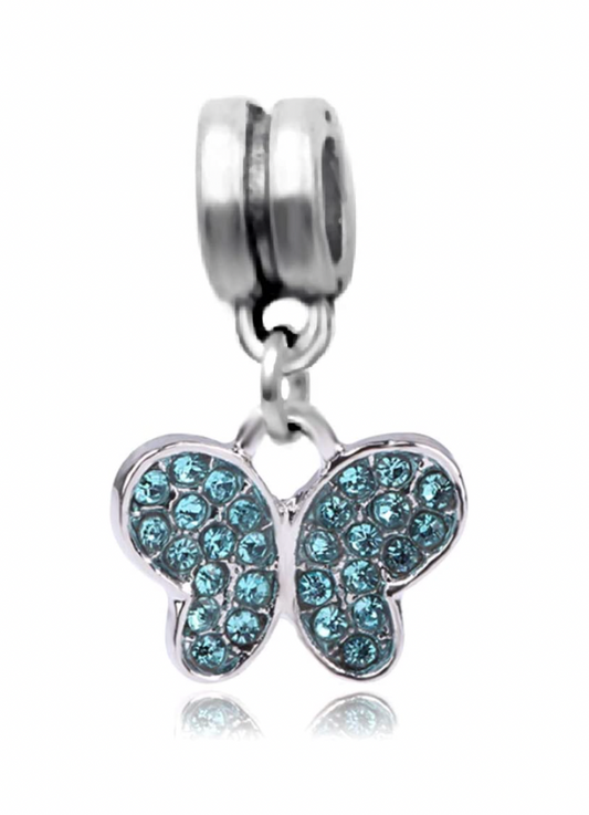 Dangle Blue Crystal Butterfly Charm