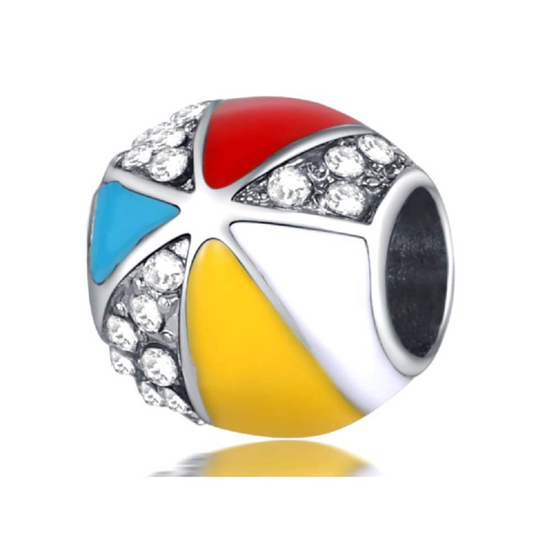 Beach Ball Charm Bead with Crystals