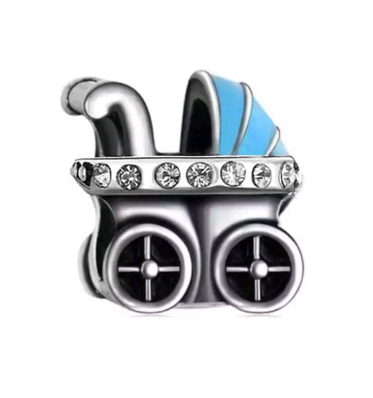 Blue Baby Stroller Charm Bead