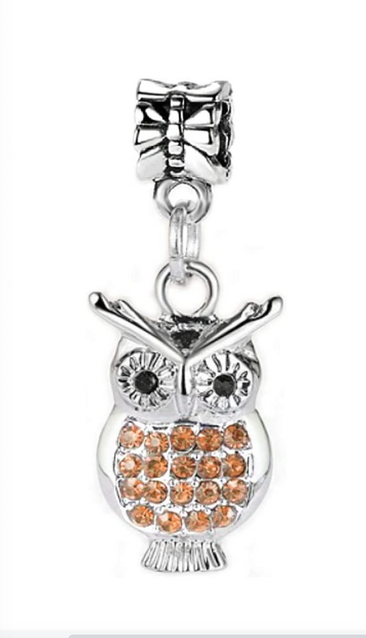 DangleTopaz Crystal Owl Charm