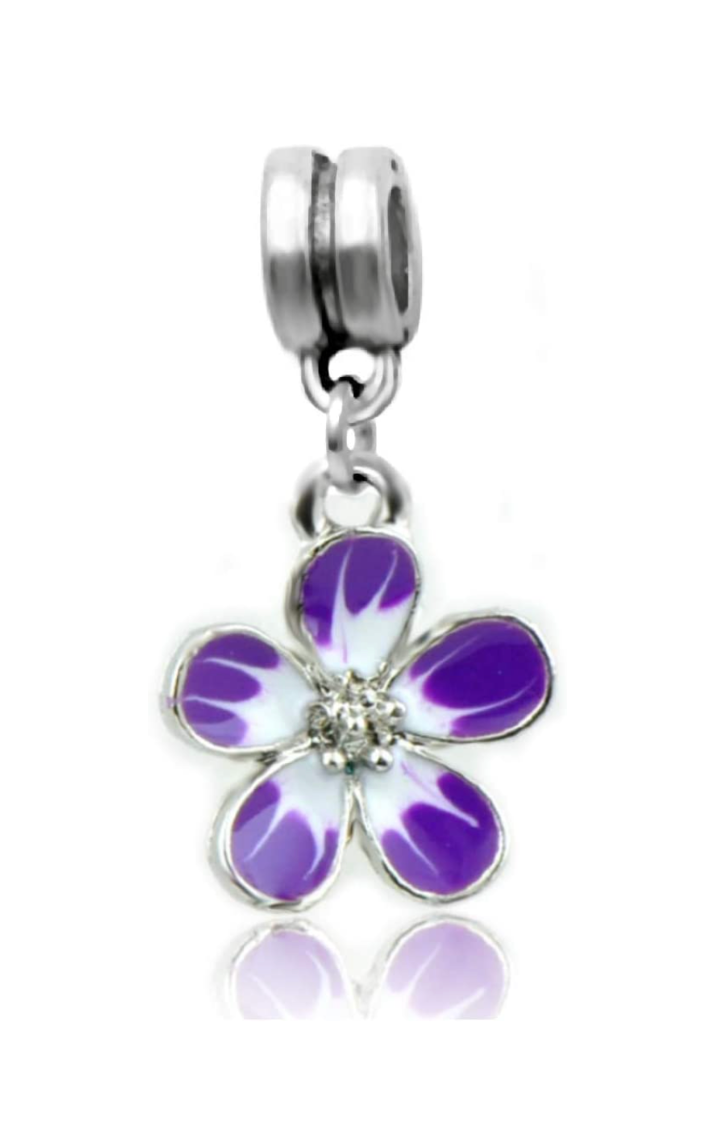 Dangle Purple Flower Charm