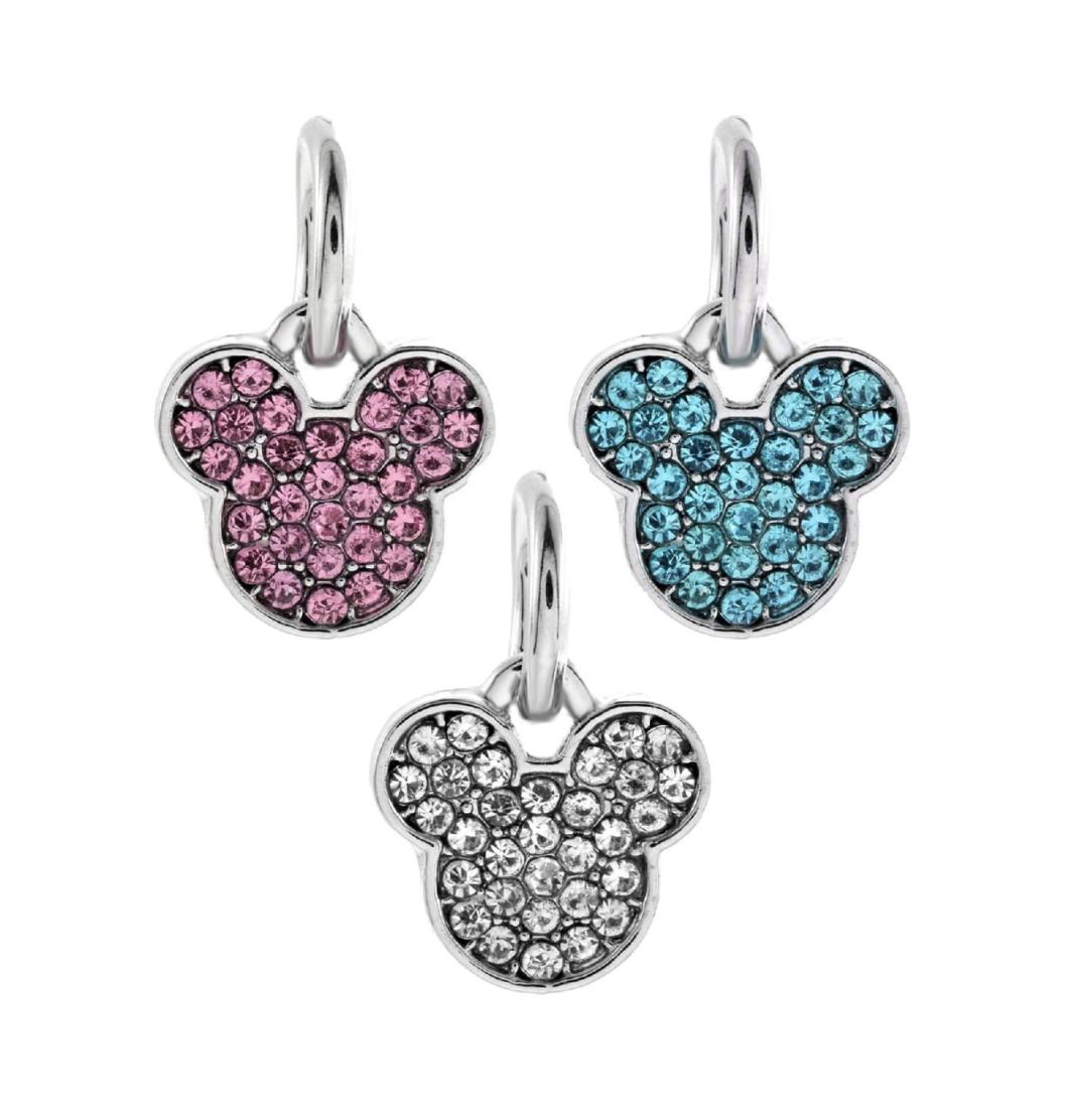 Set of 3 Crystal Mouse Heads Pink/Clear/Blue