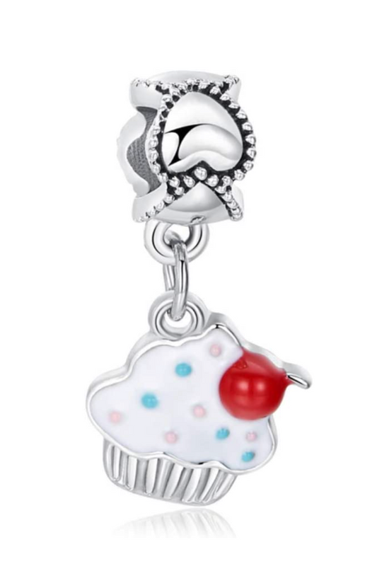 Dangle Cupcake with White Frosting Charm Bead