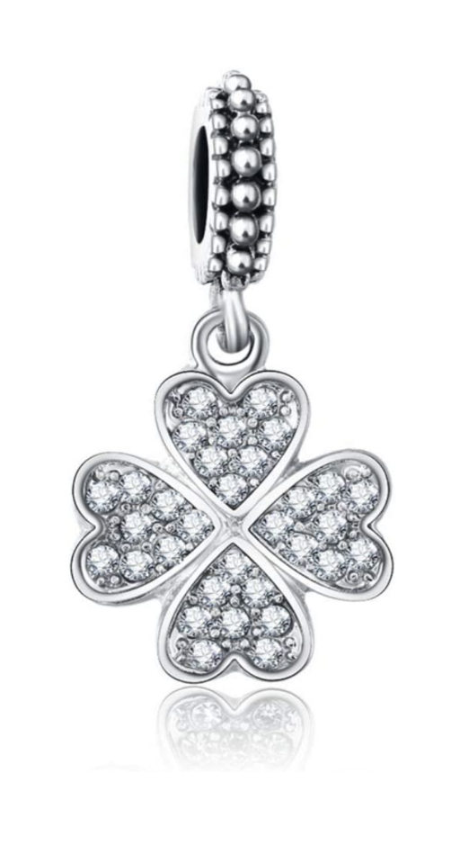 Spring Crystal Clover Leaf Charm Bead