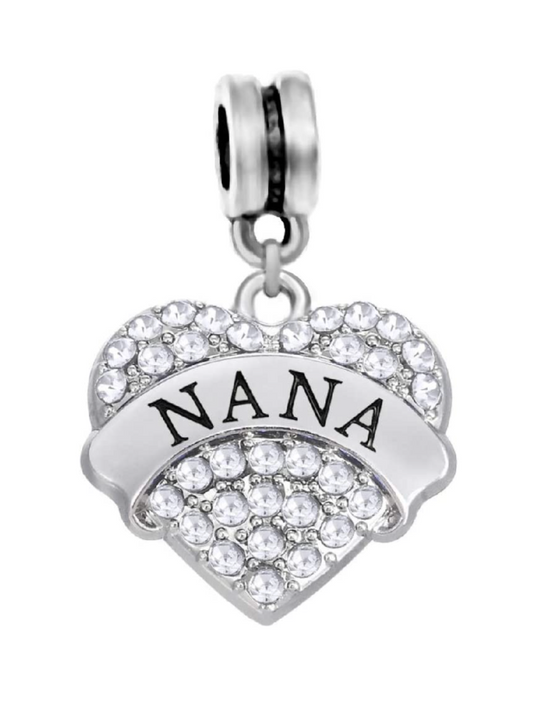 Dangle Nana Heart Charm with Crystals