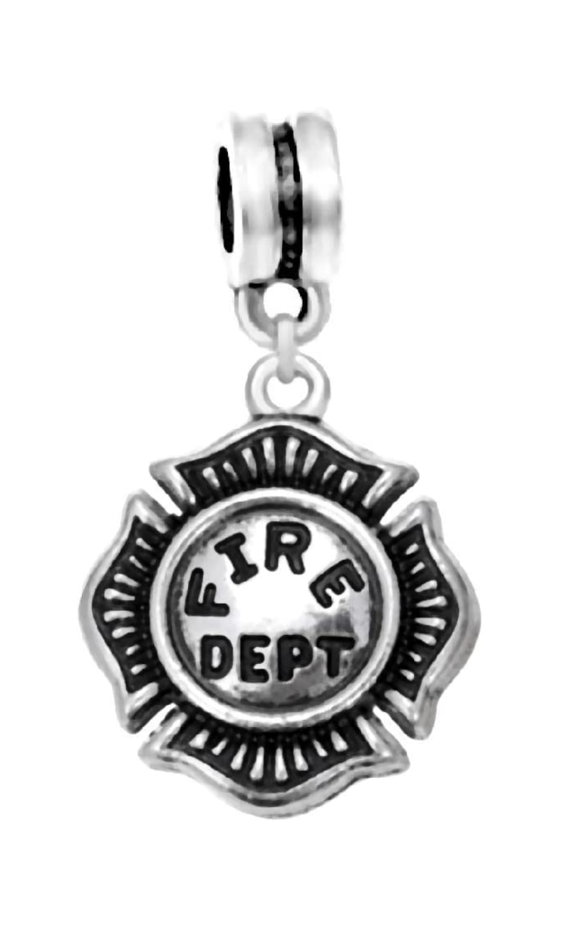 Dangle Fire Fighter Badge Charm