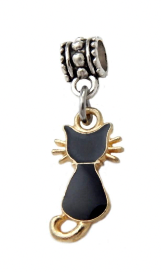 Dangle Black Cat Charm Bead