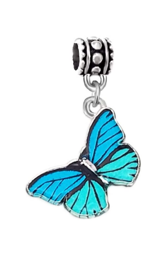 Dangle Blue Butterfly Charm Bead