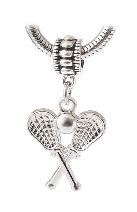 Dangle Lacrosse Sticks and Ball Charm Bead