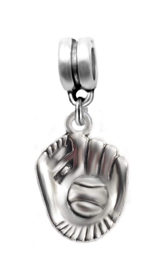 Dangle Softball Baseball Glove Charm Bead