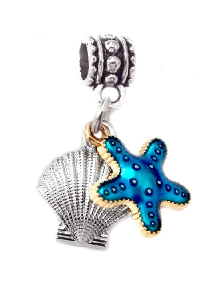 Dangle Scallop Shell and Blue Starfish Charms