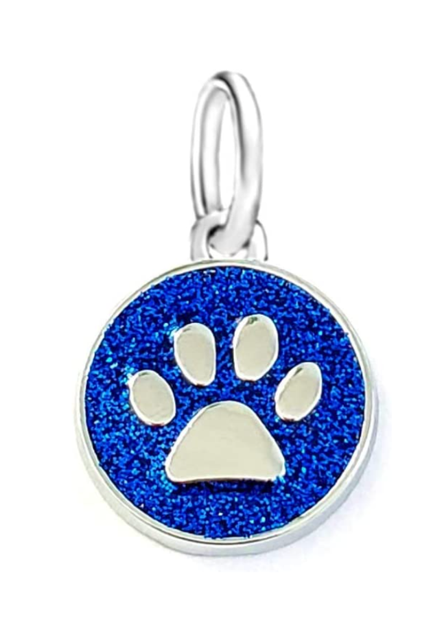 Dangle Saphire Blue Sparkling Cat/Dog Paw Charm Bead