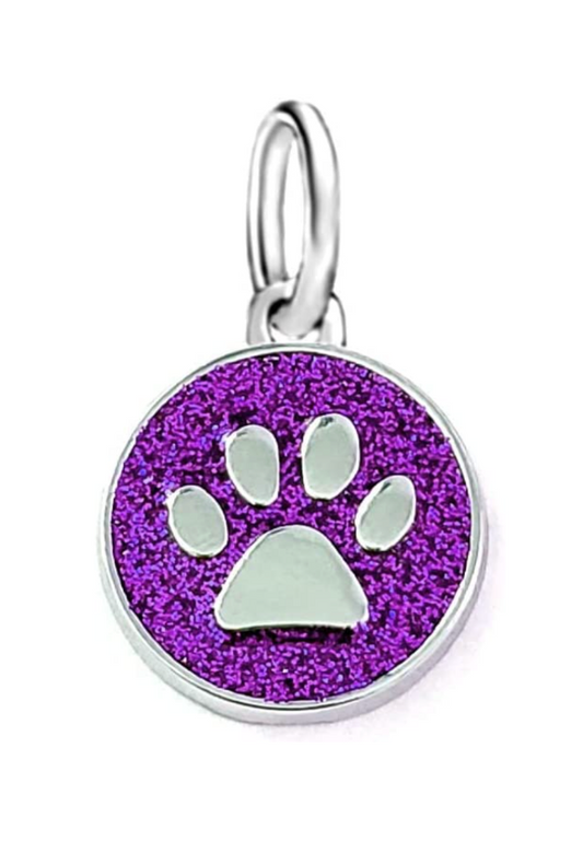 Dangle Purple Sparkling Cat/Dog Paw Charm Bead