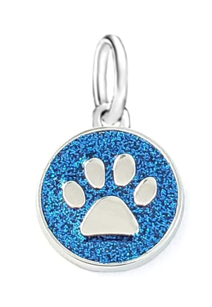 Dangle Light Blue Sparkling Cat/Dog Paw Charm Bead