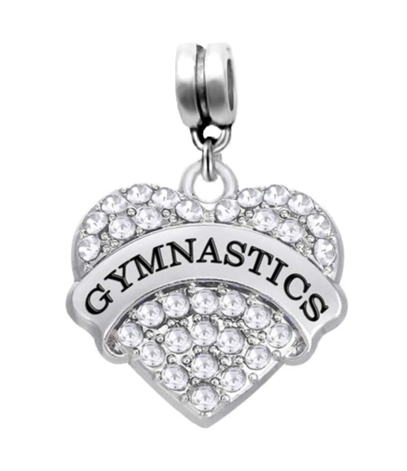 Dangle Gymnastic Clear Crystal Heart Charm Bead