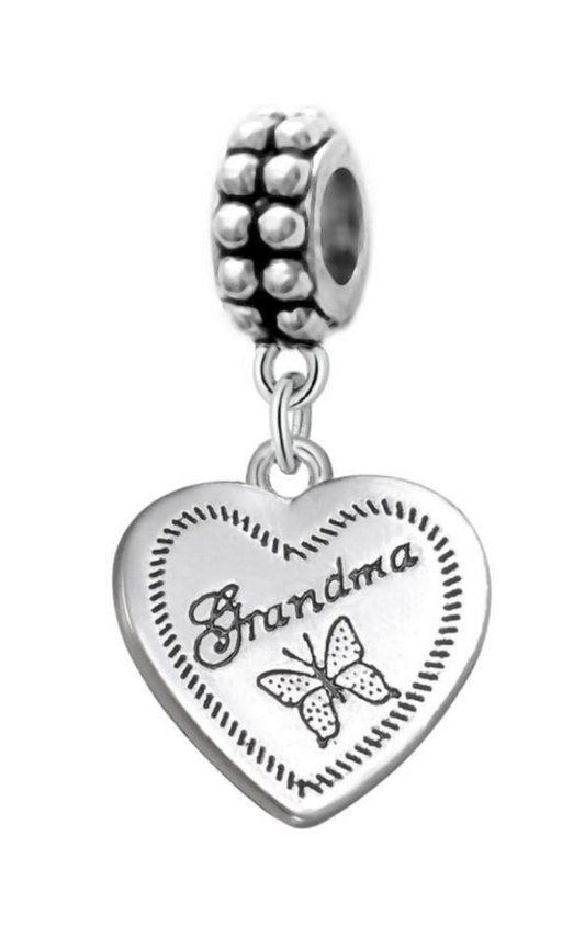 Dangle Love Grandma Heart Charm Bead