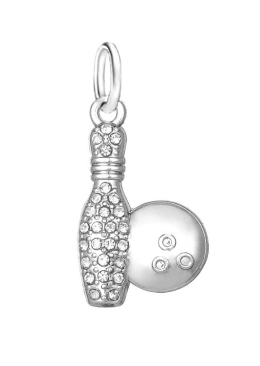 Dangle Bowling Pin and Ball Charm Bead