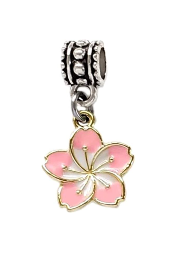 Dangle Pink Hibiscus Flower Charm Bead